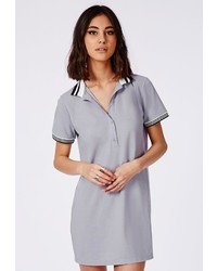 Missguided Polo T Shirt Mini Dress Grey
