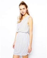 Selected Andella Dress In Jersey With Woven Panel Light Gray Melange