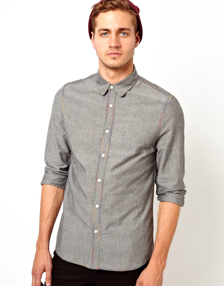 Asos Chambray Shirt In Long Sleeve, $24 | Asos | Lookastic