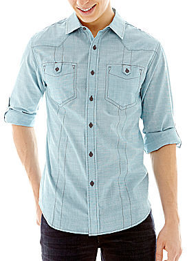 jcpenney Chalc Long Sleeve Chambray Woven Shirt, $42 | jcpenney | Lookastic