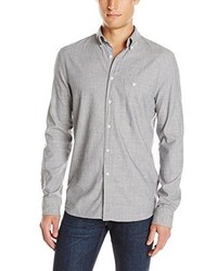 Nudie Jeans Stanley Chambray Shirt In Grey