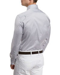 Ermenegildo Zegna Summer Chambray Long Sleeve Sport Shirt Gray