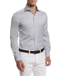 Ermenegildo Zegna Summer Chambray Long Sleeve Sport Shirt Gray