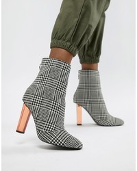 Grey Check Ankle Boots