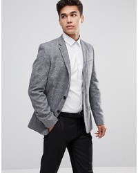 New Look Blazer In Wide Check Print In Grey