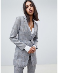 NA-KD Co Ord Tailord Check Blazer In Grey Check