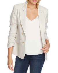 1 STATE Festival Check Ruched Sleeve Blazer