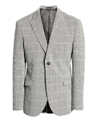 Topman Single Breasted Check Suit Jacket In Grey At Nordstrom