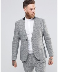 Religion Skinny Collarless Blazer In Prince Of Wales Check