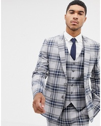 ASOS DESIGN Skinny Suit Jacket In Grey Oversized Check