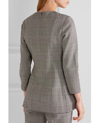 Theory Laurent Prince Of Wales Checked Stretch Wool Top Gray