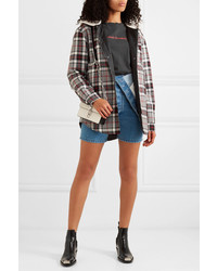 Alexander Wang Checked Wool Flannel And Cotton Jersey Jacket