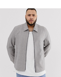 ASOS DESIGN Plus Zip Through Jacket In Grey Check