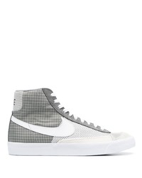 Grey Check Canvas High Top Sneakers