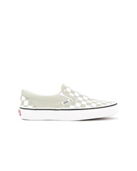 Grey Check Canvas Slip-on Sneakers