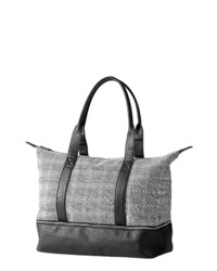 Grey Check Canvas Tote Bag