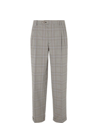 Gucci Grey Pleated Prince Of Wales Checked Cotton Trousers