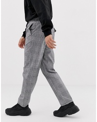 ASOS DESIGN Relaxed Trousers In Grey Check With Utility Belt