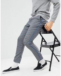 ASOS DESIGN Skinny Trousers In Grey Check With Elasticated Waist