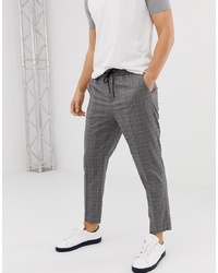 New Look Slim Fit Smart Joggers In Black Check Pattern