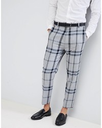 ASOS DESIGN Tapered Smart Trousers In Light Grey Oversized Check