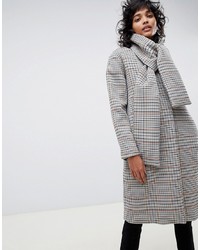 ASOS WHITE Check Coat With Neck Ing Check