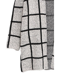 Romwe Open Front Grey Check Coat