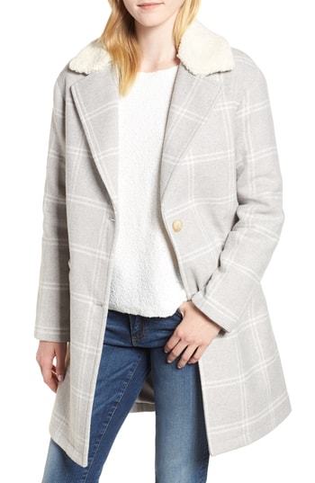 Levi's women's wool plaid best sale sherpa collar top coat