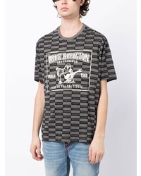 True Religion Logo Checkerboard Pattern Cotton T Shirt