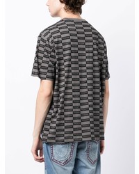 True Religion Logo Checkerboard Pattern Cotton T Shirt