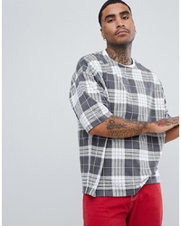 ASOS DESIGN Oversized T Shirt With All Over Check Print With Half Sleeve
