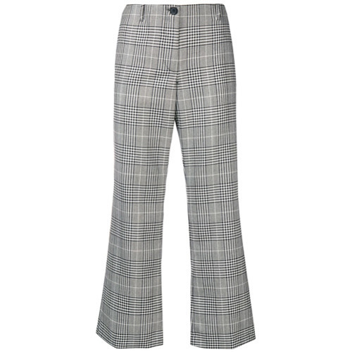 Men's Skinny Fit Grey Check Cropped Suit Trousers | Boohoo UK