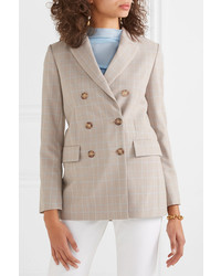 Maje Cruise Double Breasted Checked Woven Blazer