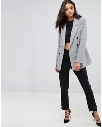 Fashion Union Tall Double Breasted Blazer In Check