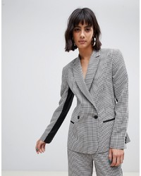 ASOS DESIGN Mini Check Suit Blazer With Contrast
