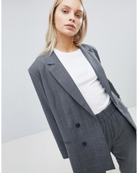 Weekday Oversized Double Breasted Check Suit Blazer