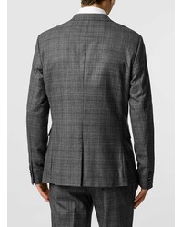 Topman Charcoal Check Wool Blend Double Breasted Suit Jacket