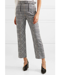 Self-Portrait Cropped Checked Tweed Straight Leg Pants