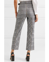 Self-Portrait Cropped Checked Tweed Straight Leg Pants