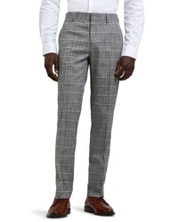 River Island Grid Check Skinny Fit Suit Trousers In Dark Grey At Nordstrom