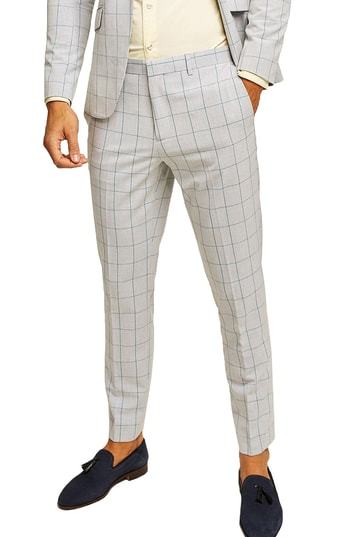 Windowpane check 110's wool suit trousers · Grey · Dressy | Massimo Dutti