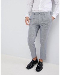 Burton Menswear Smart Cropped Trousers In Grey Check