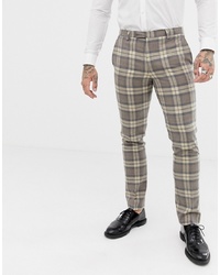 Twisted Tailor Super Skinny Suit Trouser With Stone Check