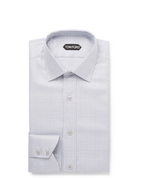 Tom Ford Light Grey Slim Fit Prince Of Wales Checked Cotton Shirt