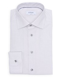 Eton Slim Fit Micro Check Crease Resistant Dress Shirt In Light Pastel Gray At Nordstrom