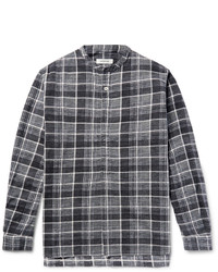 Nonnative Farmer Grandad Collar Checked Slub Cotton Flannel Shirt