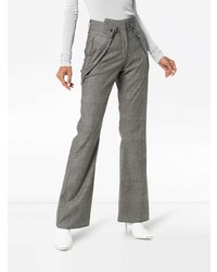 Delada High Waist Check Print Flared Trousers