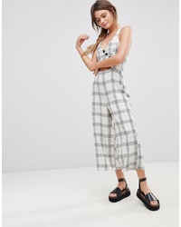 ASOS DESIGN Asos Jumpsuit In Textured Check With Wrap Front And Buttons