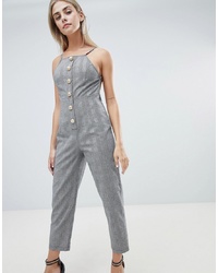 PrettyLittleThing Button Front Tailored Jumpsuit In Check