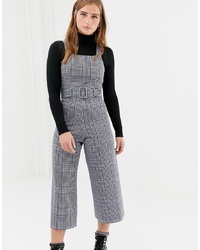 New Look Check Pinny Jumpsuit In Blue Pattern Pattern